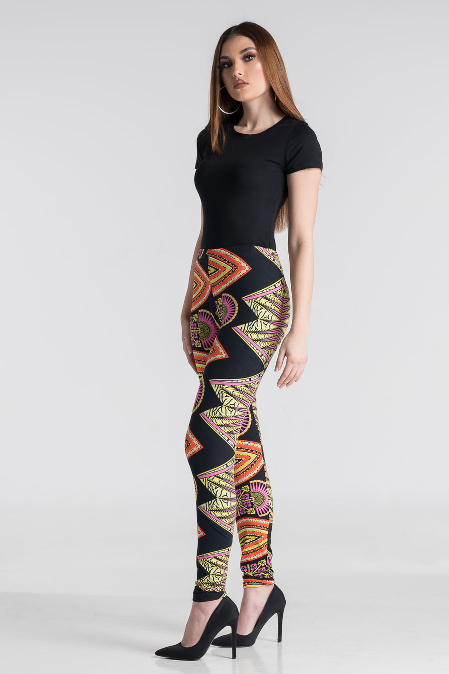 Abstract print full-length leggings