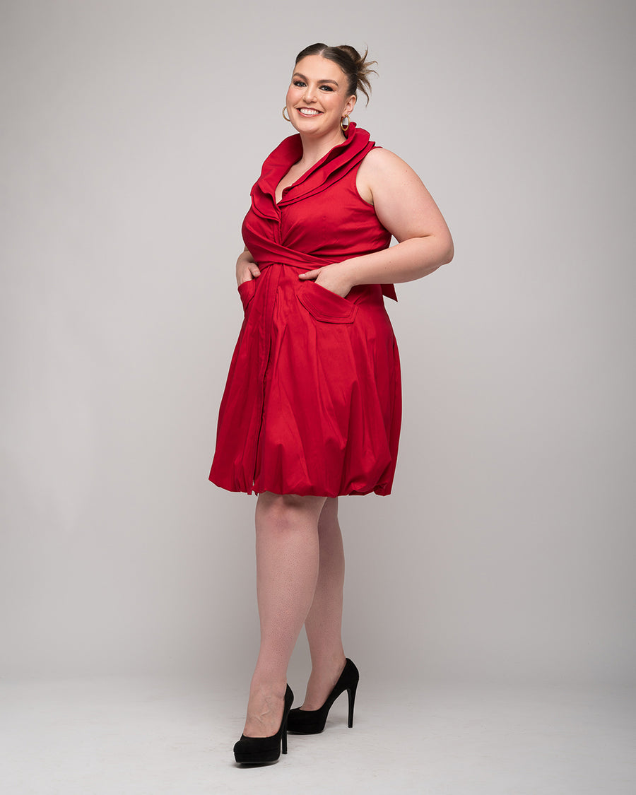 The Crimson Charm Bubble Dress