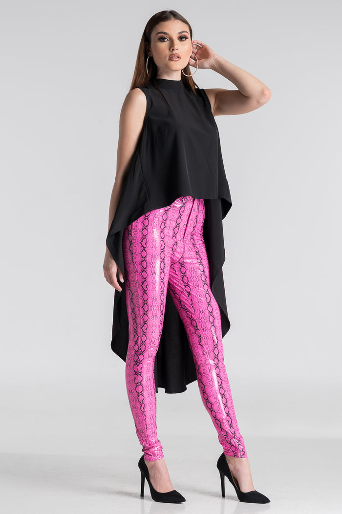 Black Sleeveless High Low Top