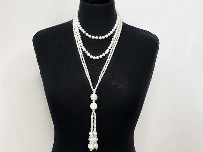 Cream Pearl Tassel Necklace